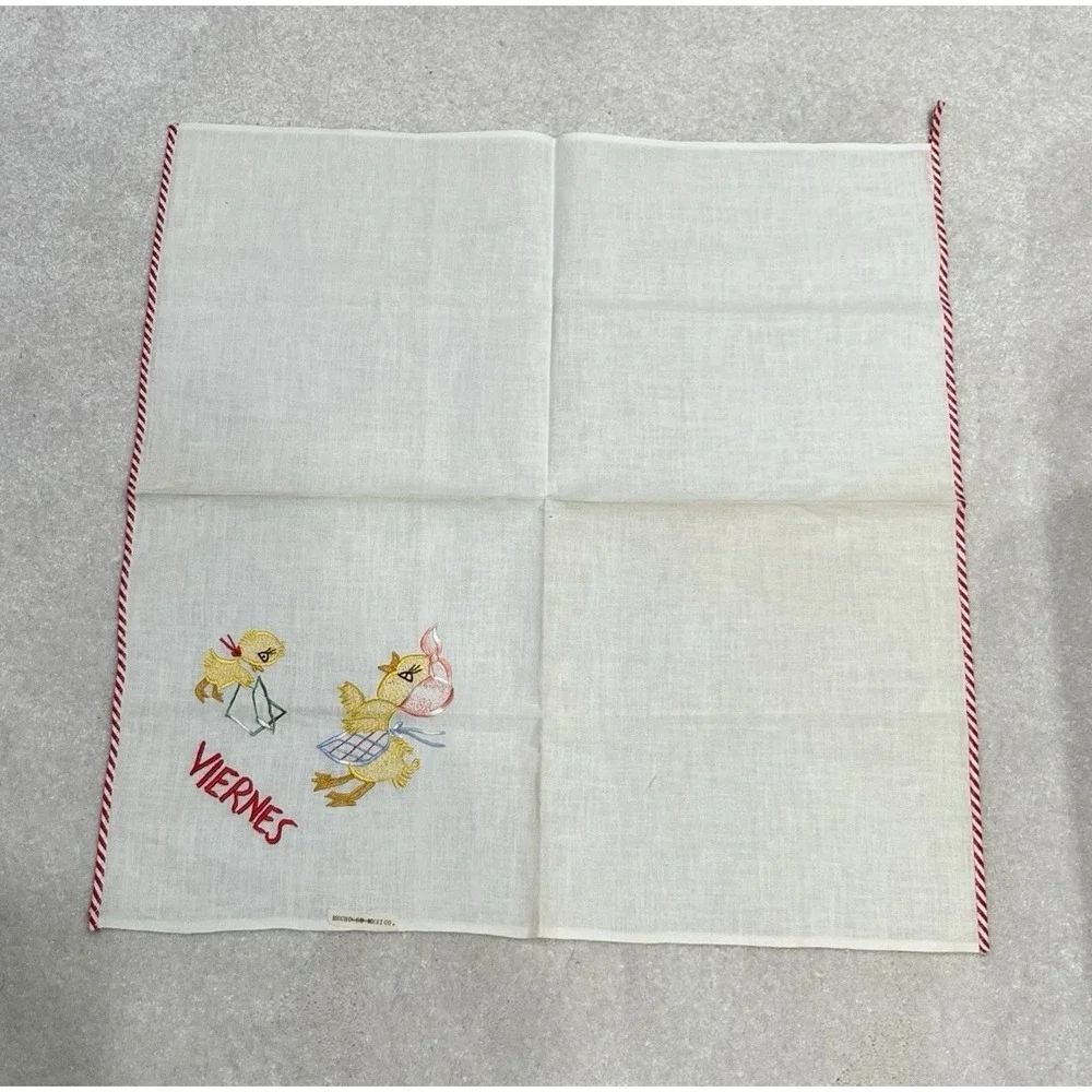 Vintage Mexican Days Of The Week Embroidered Tea Towels Set Of 7 Hecho En Mexico